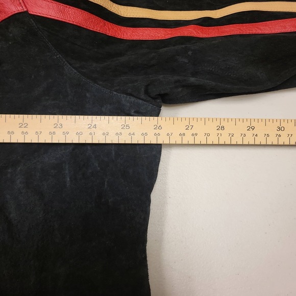 Ashley Stewart Womens Jacket Size‎ 22 Black Suede Leather Stripe Detail Moto - Picture 4 of 16